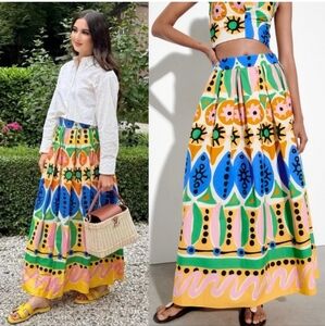 Zara geometric print maxi skirt size xs